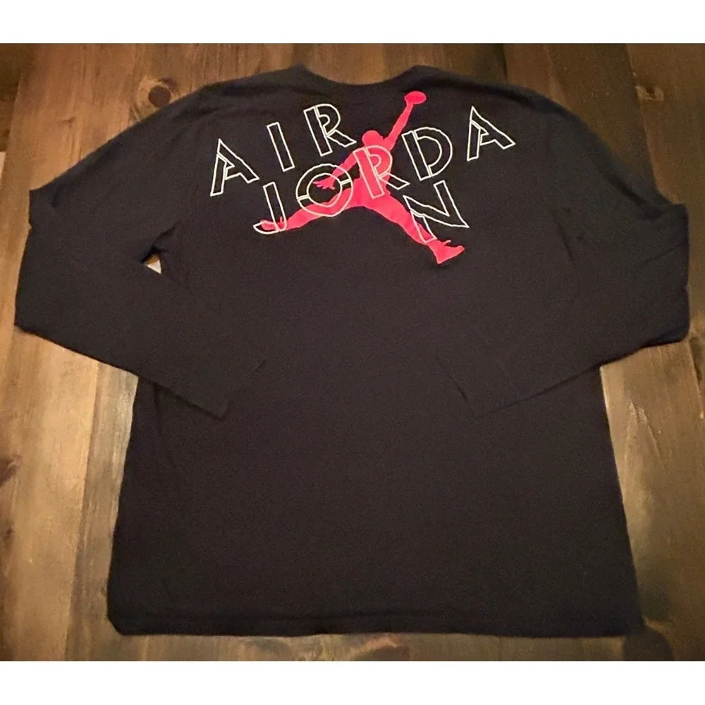 Jordan Long Sleeve T-Shirt Men XXL Black Basketball Streetwear Athleisure Casual